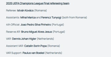 欧冠决赛巴黎VS国米裁判安排出炉 罗马尼亚名哨执法