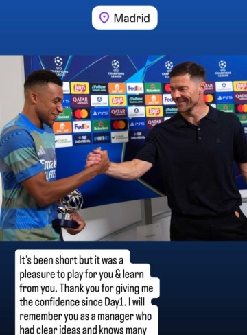 皇马又换主教练了！姆巴佩祝福阿隆索：为您效力很荣幸