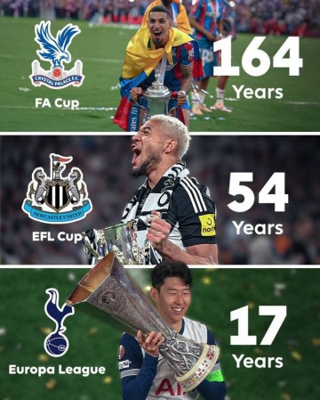 破荒之年!英超官推晒海报,祝贺纽卡、水晶宫和热刺终结冠军荒